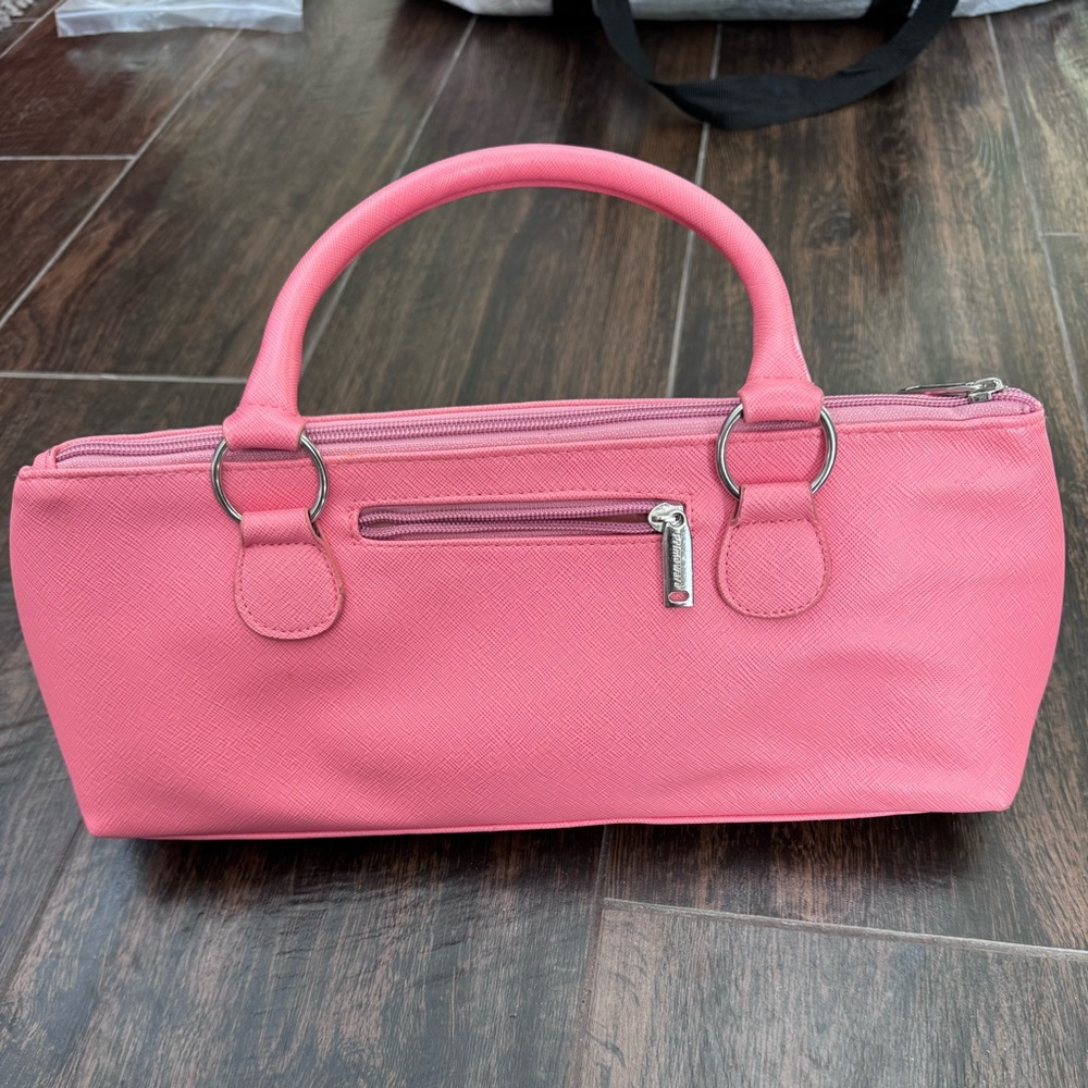Primeware Insulated Pink Wine Clutch Purse Bag Thermal Wine Tote With Corkscrew